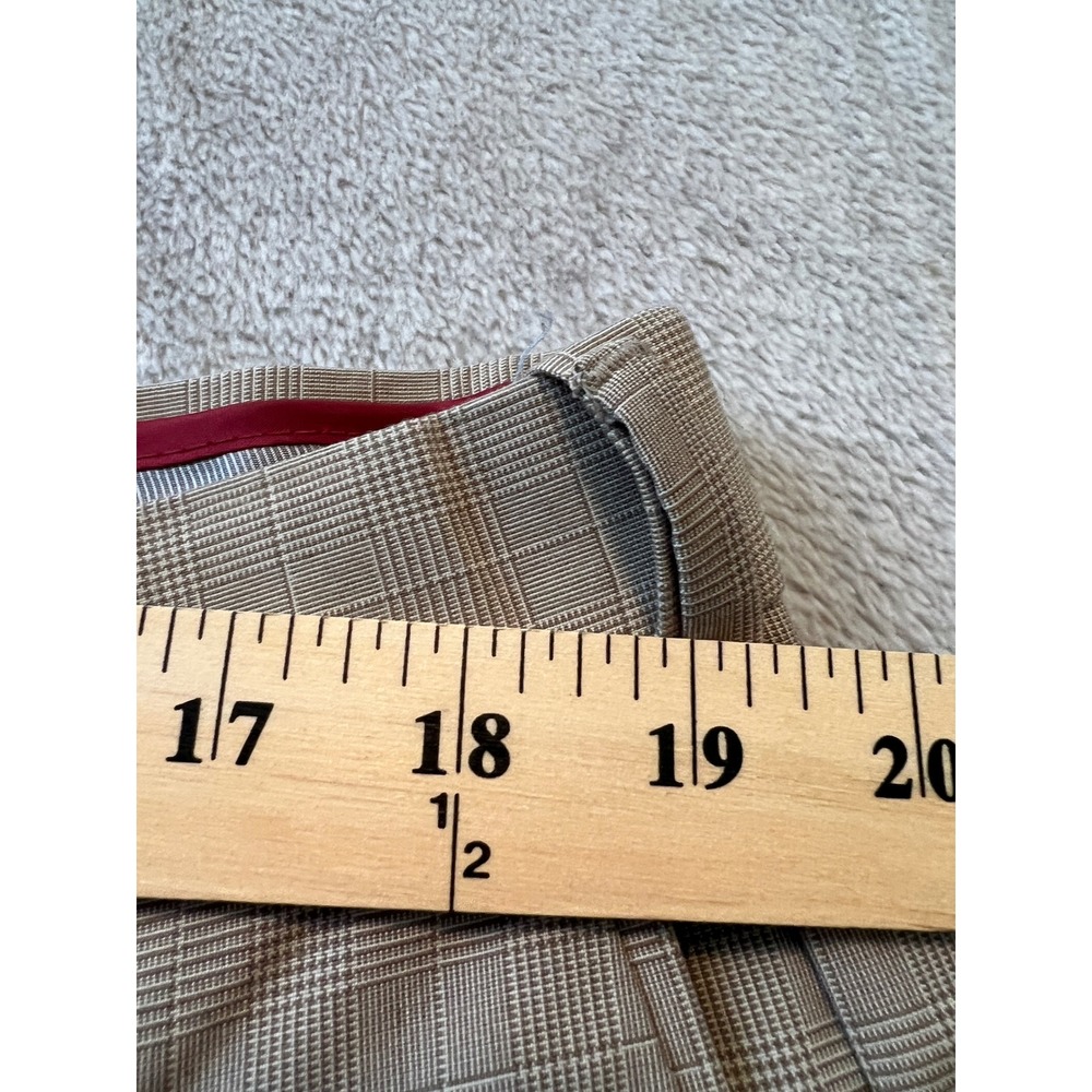 Louis Raphael Rosso Pants Mens 40x29 Tan Glen Plaid Dress Flat Front Trousers - Picture 4 of 7